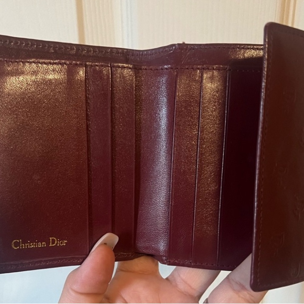 Dior Burgundy Leather Wallet with Gold Clasp - Picture 3 of 4